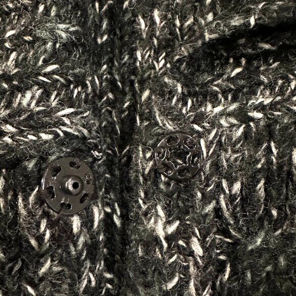 Merona Black with Gary & White Speckled Cable Knit Sleeveless Cardi, Size XL - Picture 8 of 16